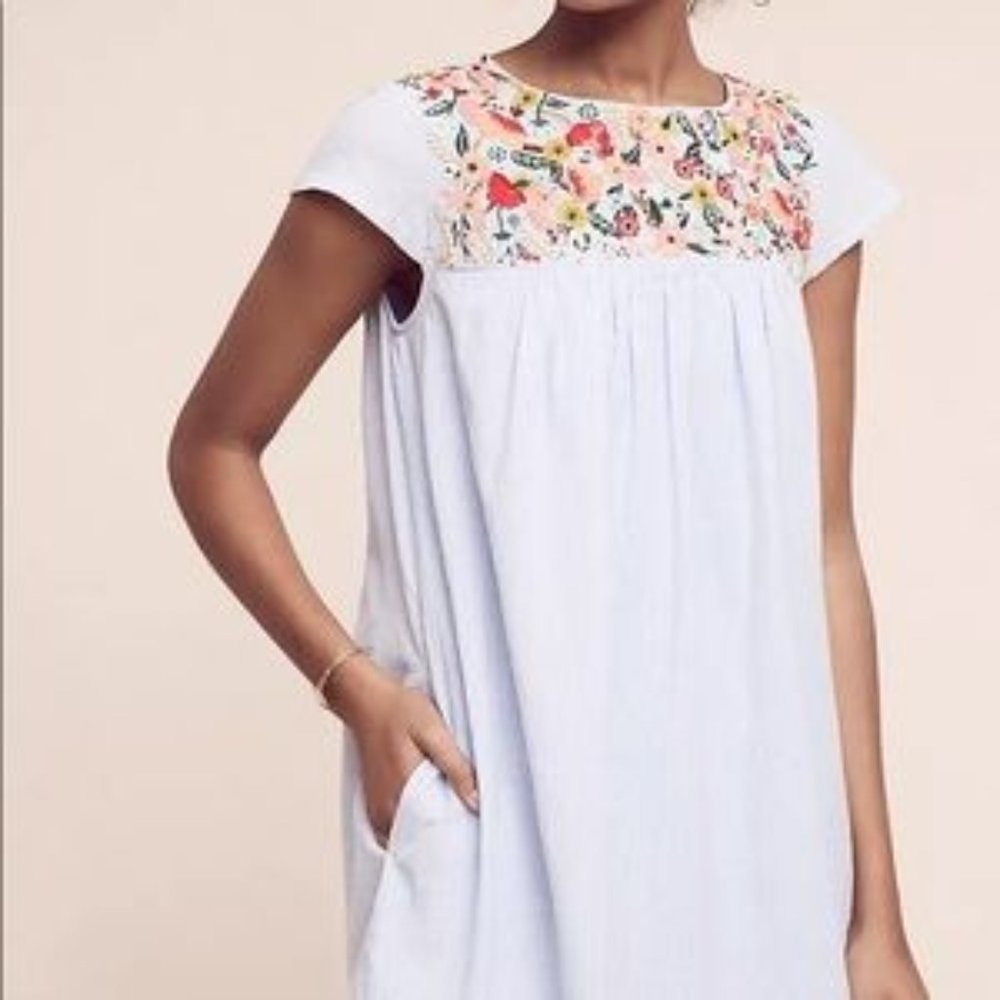 Anthropologie Maeve Chrissy Embroidered Tunic Dress NWT